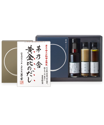 通販・ネット限定】贈答箱入 黄金比のだし・茅乃舎だし・煮干しだし・茅乃舎だしつゆ・ドレッシング2本セット｜茅乃舎(かやのや)｜久原本家通販サイト（公式）